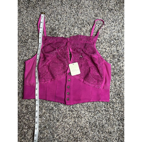 Free People “Have My Heart” Cropped Tank Top Raspberry Sorbet M - Picture 12 of 13